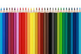 Colored pencils in a row, isolated