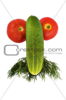 cucumber with two tomato