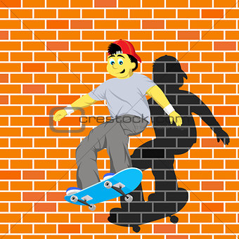 Vector illustration of boy jumping with skateboard