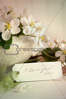 Apple blossoms and gift tag 