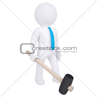 3d white man with a hammer