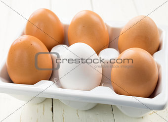 One White Egg Amongst Brown Eggs