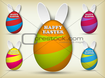 Happy Easter Rabbit Bunny Easter Egg Set