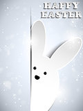 Happy Easter Silver Rabbit Shiny Metal