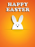 Happy Easter Rabbit Bunny on Orange Background