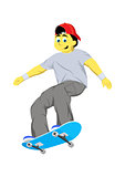 Vector illustration of boy jumping with skateboard
