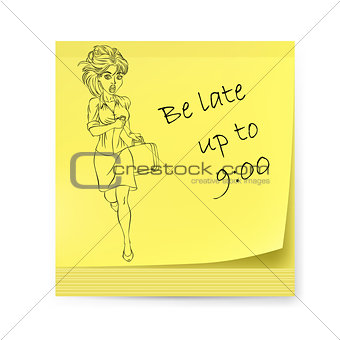 Yellow sticker with business woman
