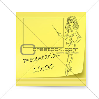 Yellow sticker with business woman