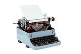 retro uncovered blue typewriter