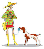 Knitting lady and a dog