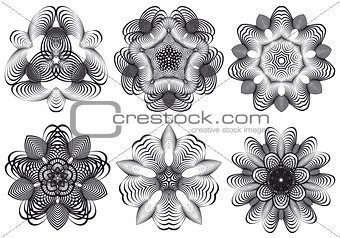 Abstract geometric flowers, vector