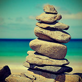stack of stones on a beach