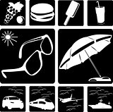 Collection of symbols of travel
