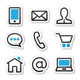 Contact web vector stroke icons set
