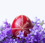 Decorated easter egg with spring flowers