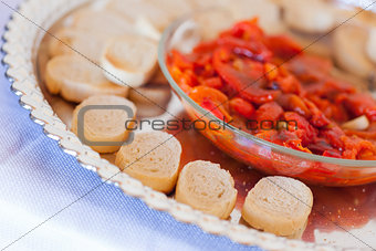 Sourdough Slices and Peppers on Tray