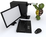 tortoise with a computer