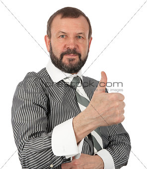 senior business man showing his thumb up
