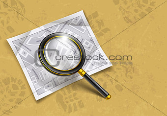 loupe magnifying glass tool with map