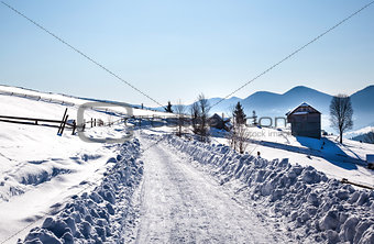  Winter road in snow