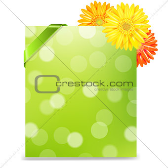Yellow Gerber And Blank Gift Tag