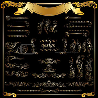 gold calligraphic design elements