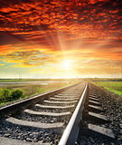 railroad to red sunset