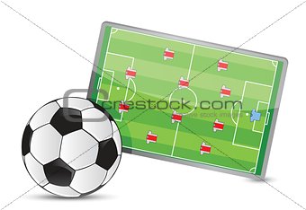 Soccer field tactic table, soccer balls