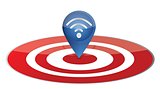 Wireless pointer on target board illustration