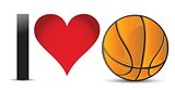 I love Basketball, Heart with Basketball Ball