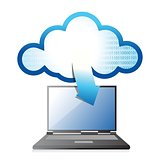 Laptop with cloud computing symbol on a screen