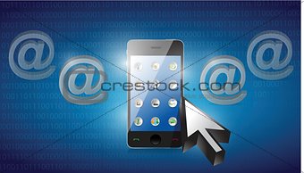 smartphone selected on a blue binary background