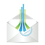 E-mail icon. Envelope mail with leader arrows
