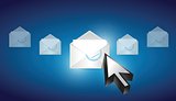 email envelope correspondence selected on a blue