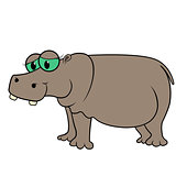 Hippopotamus Cartoon Vector Illustration