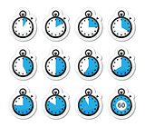 Time, clock, stopwatch vector icons set