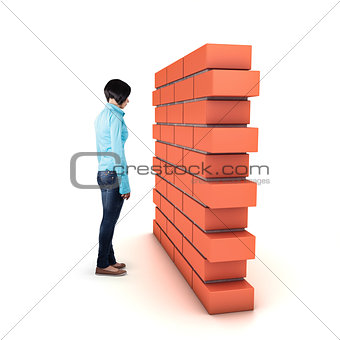 Wall before a girl