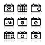 Calendar date vector icons set