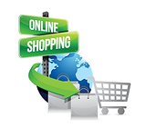global shopping concept with shopping cart