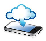 phone with cloud computing symbol on a screen