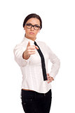 Business woman pointing at you