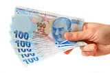 woman holding turkish lira