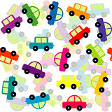 Seamless background with colored toy cars