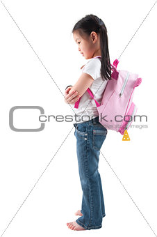 Full body side profile view Asian child