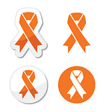 Orange ribbon - leukemia, hunger, humane treatment of animals sign