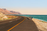 Highway along Dead Sea in Israel.