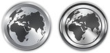 World map on metallic circle elements