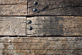 Grunge old wood Wall and round metal nut