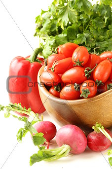 cherry tomatoes, radishes, peppers and parsley - assorted vegetables