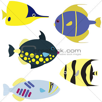 Tropical fish vector set
